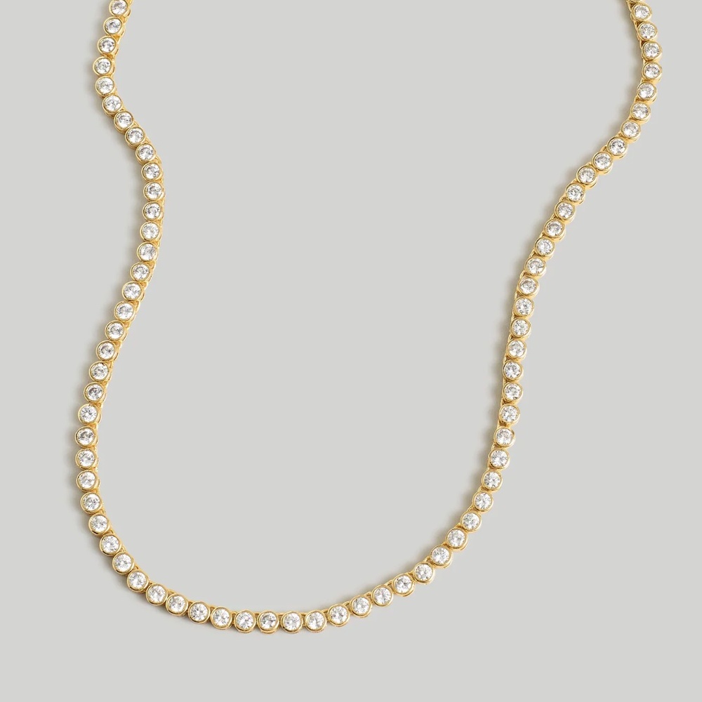 Madewell Tennis Collection Bezel Set Crystal Necklace in Pale Gold